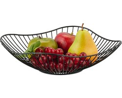 Moderne ronde fruitschaal van metaal open design - afmetingen H x Ø: 75 x 27 cm - groente, fruit & brood opberger - zwart Fruitschaal
