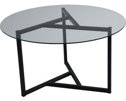 Moderne ronde salontafel glas - zwart - transparant glas - 75x42x75cm - metaal