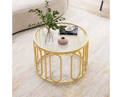Moderne ronde salontafel met dubbele lagen en draaibare standaard - 60,5 x 44,5 cm