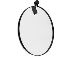 Moderne ronde spiegel met zwarte rand - Wandspiegel Zwart - Metaal - 60 cm
