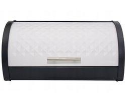 Moderne RVS Broodbak - Broodtrommel Diamond – Zwart & Hygienisch (Zwart/Wit) + Ventilatie!