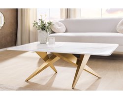 Moderne salontafel ART LIVING 130cm wit marmer keramiek champagne goud geborsteld - 46204