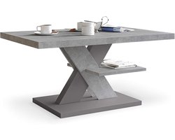 Moderne Salontafel Betonlook – Woonkamertafel met Opbergplank, Theetafel en Bijzettafel (Beton - Grijs)