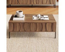 Moderne salontafel in retrostijl, meubelstuk voor de woonkamer. Afmetingen: 105 cm (lengte) x 55 cm (breedte) x 41 cm (hoogte).