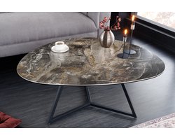 Moderne salontafel MARVELOUS 90 cm taupe marmer keramiek gemaakt in Italië - 42141