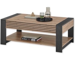 Moderne Salontafel met Lade in Artisan Eikenlook en Zwart - 108 x 42 x 60 cm
