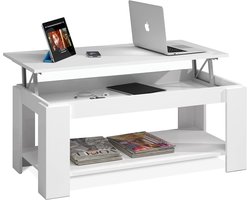 Moderne Salontafel met Uitklapbaar Blad en Opbergruimte in Hoogglans Wit