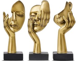 Moderne Sculpturen Decoratie - Abstracte Figuren - 3 Stuks - Goud - Decoratief voor Woonkamer en Kantoor