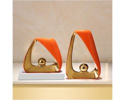 Moderne Sculptuur Home Decor Standbeeld Wit Abstracte Kunst Beeldjes Ornamenten Woonkamer Vensterbank Tafel Decoratie Kantoren en Keramiek Oranje set