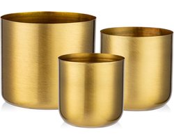 Moderne set van 3 decoratieve bloempotten van verzinkt staal - perfect voor binnen en buiten - goud