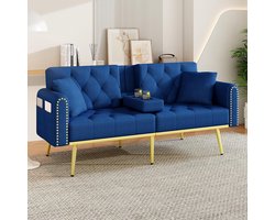 Moderne slaapbank - Bank met slaapfunctie - Ontspannen en slapen - Drie verstelbare hoeken - 175 x 80 cm - Blauw