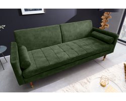 Moderne slaapbank COUTURE 196cm groene microvelours 3-zits slaapbank functie incl. Kussen - 42493