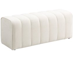 Moderne slaapkamerbank 110 x 40 x 44 cm gestoffeerde bank met houten frame belastbaar tot 220 kg voetenbankj crèmewit Voetenbank Gevuld met schuim met hoge dichtheid, ademend en comfortabel Het doorgestikte ontwerp is modern en stijlvol
