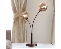 Moderne tafellamp met smoke glas, 2-lichts - Savannah