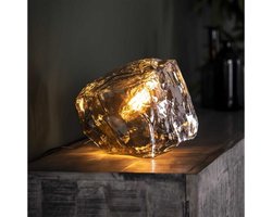 Moderne Tafellamp Rock met Verchroomd Glas voor Woonkamer - Chromed glas - 28x28x28 cm - Tafellampen - Sfeerverlichting - Compact Design - Bijzettafel Decoratie