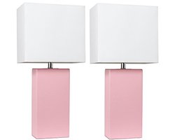 Moderne tafellamp set in wit en roze, 2 stuks, stijlvol en elegant, 25,4 x 15,2 x 53,3 cm