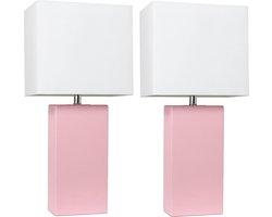 Moderne tafellamp set in wit en roze, 2 stuks, stijlvol en elegant, 25,4 x 15,2 x 53,3 cm