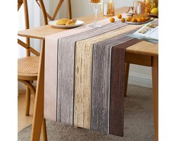 Moderne Tafelloper 33 x 183 cm – Grijze & Bruine Landelijke Stijl | Wasbaar, Voor Binnen/Buiten, Feesten & Seizoenstafels