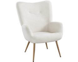 Moderne teddypluche stoel met houten poten - Belastbaar tot 136 kg