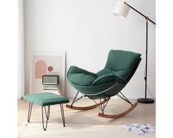 Moderne Terras Comfortabele Schommelstoel Zero Gravity Fauteuil, Balkon Lounge Stoel, Binnen Slaapkamer Schommelstoel Met Voetenbank, Ergonomische Stoelen(Green)