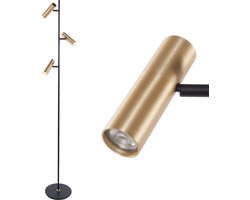 Moderne Trend vloerlamp| 3 lichts | zwart/goud | metaal | GU10 | Ø 20 cm | zwenk- en kantelbaar | hal / slaapkamer | modern design
