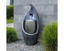 Moderne Tuinfontein - Waterpartij Buiten - Tuin Decoratie - Met LED Verlichting - 83 cm Hoog - Steenlook