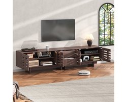 Moderne tv meubel 200x39,5x55 cm - 4 deuren - 2 lades - 6 opbergvakken - voor woonkamer of slaapkamer - walnootkleur