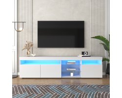 Moderne tv meubel - helder paneel - met variabel LED-verlichting - voor woonkamer en eetkamer - wit