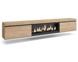Moderne TV-Meubel met Elektrische Haard - Groot Formaat 267x45x35 cm - Hangend Eiken Design
