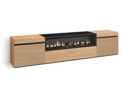 Moderne TV-Meubel met Elektrische Haard, Lowboard voor Woonkamer en Eetkamer, 200x45x35cm, Voor TV's tot 80"