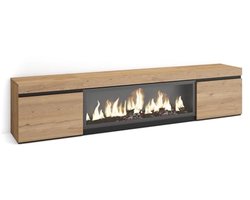Moderne TV-Meubel met Elektrische Haard | Voor TV's tot 80" | Eiken Lowboard