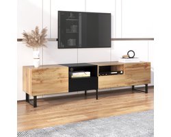 Moderne TV-Meubel met Zwart en Hout Design – Ruime Opbergruimte en Robuuste Constructie