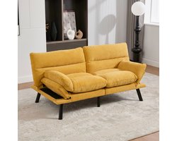 Moderne tweezits chenillebank met ergonomisch design, ademend zitvlak, verstelbare rugleuning en armleuningen, plus metalen poten voor optimaal comfort en stabiliteit.