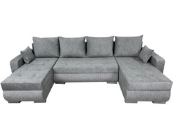 Moderne U-vorm Hoekbank in Grijs met Slaapfunctie en Opbergruimte