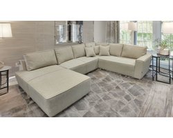 Moderne U-Vormige Hoekbank – Koningstijl - Black Textiel – Royale Zit- en Loungebank – Inclusief Rugkussens – Luxe Bank voor Woonkamer