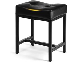 Moderne U-Vormige Kaptafel Kruk met Metalen Poten - Zwart Voetenbankje en Zitpoef