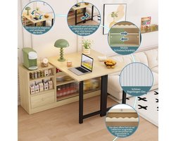 Moderne Uitschuifbare Opklapbare Eettafel met Grote Opbergruimte, 360° Draaibaar, Multifunctioneel voor Woonkamer, Keuken en Eetkamer, 120 x 40 x 75 cm – Novihome