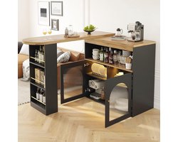 Moderne Uittrekbare Bartafel met Opbergruimte en LED-Lichtstrip - Perfect voor de Eetkamer