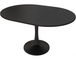 Moderne Uittrekbare Ovale Eettafel 100–140 cm – Ruimtebesparende Uitschuifbare Eetkamertafel van MDF Hout, Elegant Design voor 4–6 Personen – Zwarte Keuken- & Woonkamertafel – Novihome