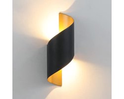 Moderne unieke LED-wandlamp met spiraalvormige metalen wandlamp, decoratieve LED-wandlamp voor slaapkamer, woonkamer, hotel - 220V, zwart-goud