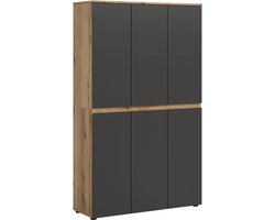 Moderne Universele Kast Antraciet-Eik - 14 Planken en Kleiderstang - 105x175x37 cm