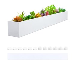 Moderne vensterbank plantenbak van staal met waterafvoer - wit 82 x 35 x.