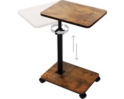 Moderne Verstelbare C-vorm Bijzettafel met Wieltjes - Multifunctionele Koffietafel voor Woonkamer, Slaapkamer en Badkamer