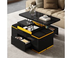 Moderne verstelbare salontafel 100x50x43 cm - stijlvolle bijzettafel - opvouwbare eettafel - woonkamermeubels - zwart