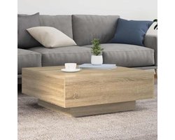 Moderne vierkante salontafel - in eikenlook - stevig en veelzijdig - Japandi style