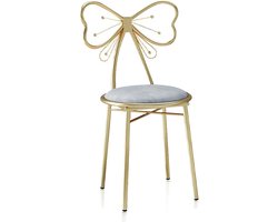 Moderne vlinderstoel - Dressing stoel - Make-up zitting - Gouden rugleuning - Zithoogte 45 cm - Grijs