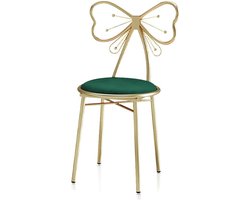Moderne vlinderstoel gouden rugleuning stoel dressing make-up stoel, met zachte fluwelen zitting en anti-slip pads, zithoogte 45cm (kleur: groen) Interesting
