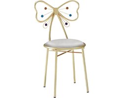 Moderne vlinderstoel - Kaptafel stoel - Schoonheidssalon inrichting - Gouden rugleuning - Zithoogte 45cm - Grijs