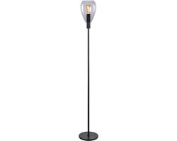 Moderne vloerlamp Dorato | 1 lichts | matzwart | glas smoke / metaal | Ø 18,5 cm | hoogte van 170 cm | woonkamer / hal / eetkamer / slaapkamer | modern / sfeervol design