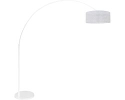 Moderne vloerlamp Sparkled light | 1-lichts | draai- en kantelbaar | uitschuifbaar tot 230 cm | mat wit | Ø 50 cm lampenkap | E27 | woonkamer/slaapkamer